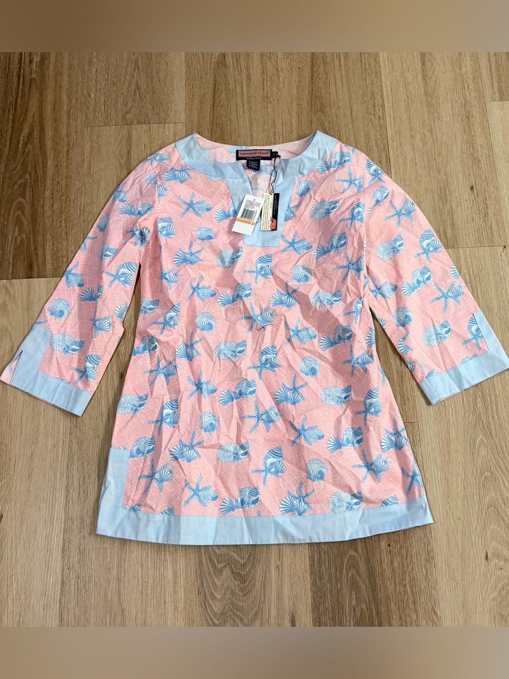 Vineyard Vines Women’s Beach Resort Cover-Up Tunic Top Blue Pink size Small NWT